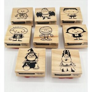NOS Craft Smart Halloween Rubber Stamps Lot 8 Witch Vampire Mummy Skeleton Kids